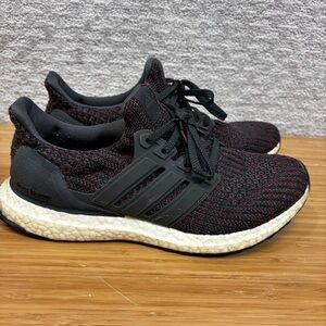 Adidas Sz 7.5 Ultra Boost Sneakers Womens Knit Red Gray Shoes Athletic Running